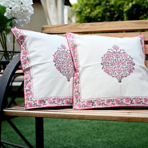 Mughal Buta Print Pure Cotton Cushion Covers (CU11)